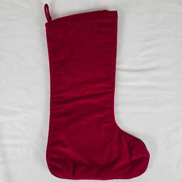 Imperial Elegance Embroidered Christmas Stocking Holly Leaves Ornaments Velvet - Picture 7 of 8